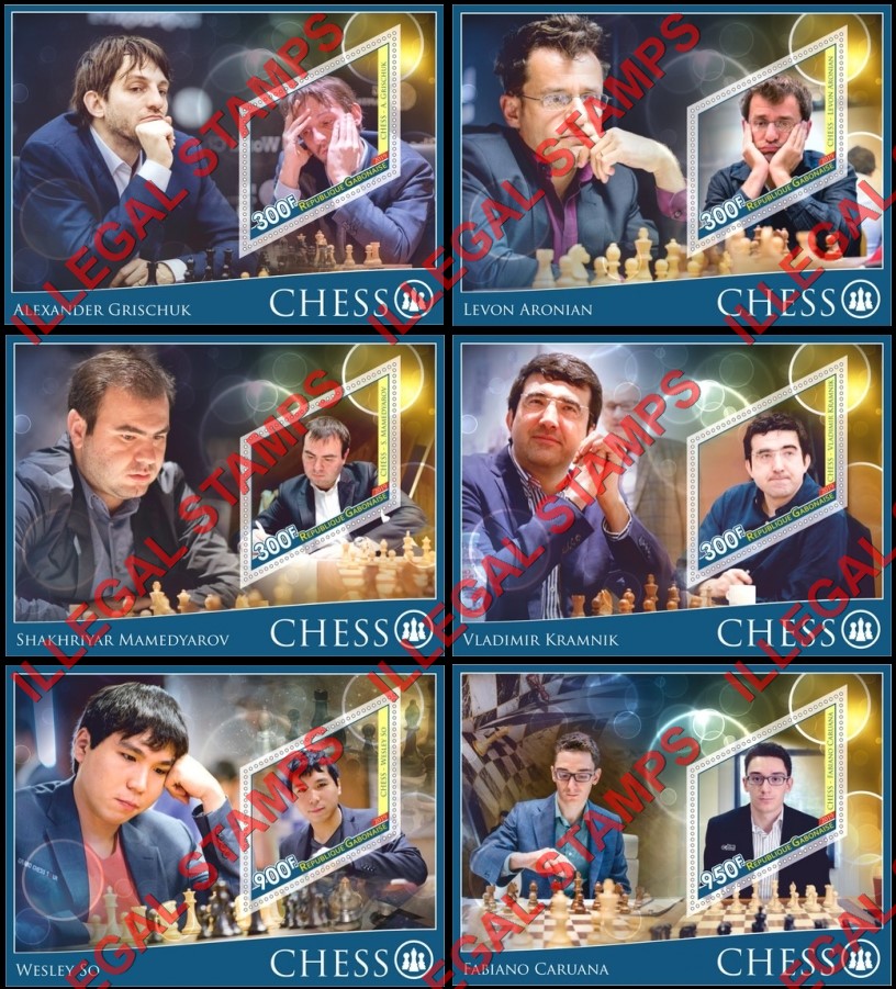 Gabon 2019 Chess Players Men Illegal Stamp Souvenir Sheets of 1 Gabon 2019 Chess Players Men Illegal Stamp Souvenir Sheets of 1