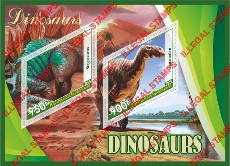 Gabon 2019 Dinosaurs (different a) Illegal Stamp Souvenir Sheet of 2 Gabon 2019 Dinosaurs (different a) Illegal Stamp Souvenir Sheet of 2