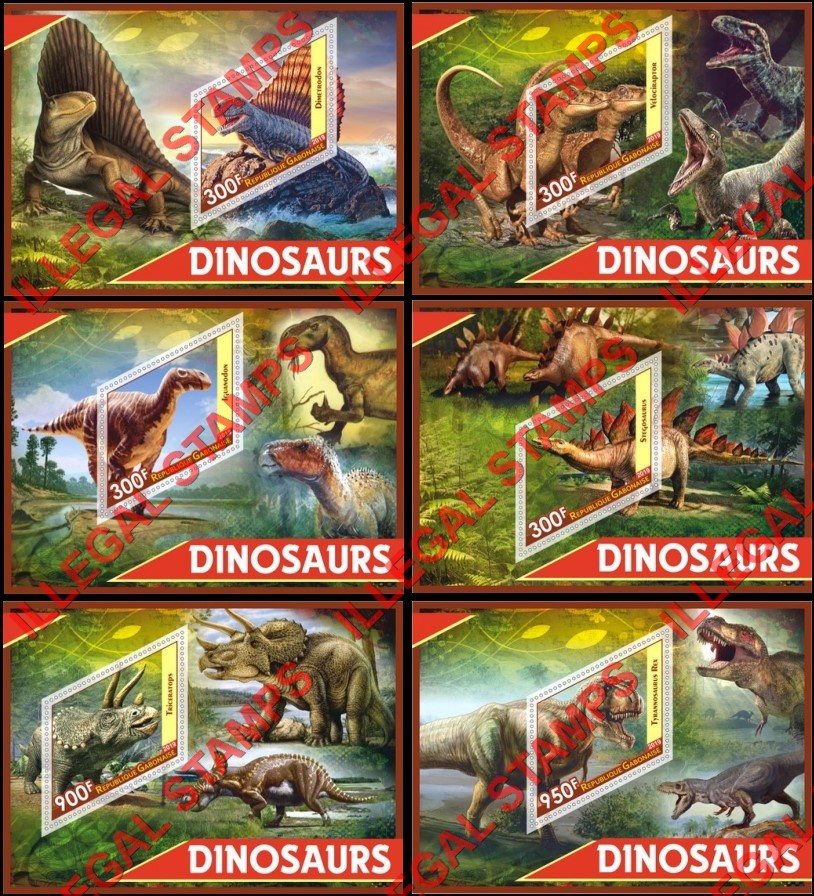 Gabon 2019 Dinosaurs (different b) Illegal Stamp Souvenir Sheets of 1 Gabon 2019 Dinosaurs (different b) Illegal Stamp Souvenir Sheets of 1