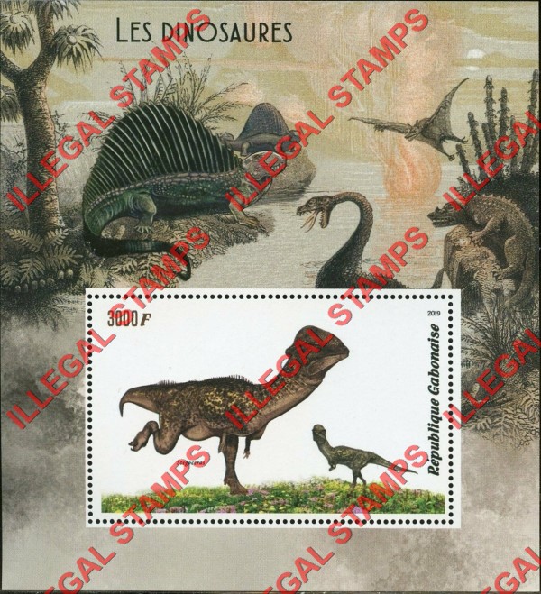 Gabon 2019 Dinosaurs Illegal Stamp Souvenir Sheet of 1 Gabon 2019 Dinosaurs Illegal Stamp Souvenir Sheet of 1
