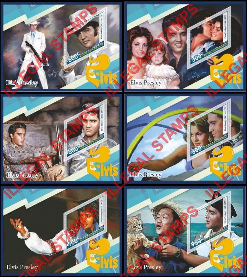 Gabon 2019 Elvis Presley Illegal Stamp Souvenir Sheets of 1 Gabon 2019 Elvis Presley Illegal Stamp Souvenir Sheets of 1