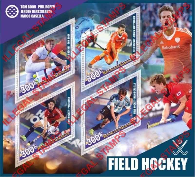 Gabon 2019 Field Hockey Players Illegal Stamp Souvenir Sheet of 4 Gabon 2019 Field Hockey Players Illegal Stamp Souvenir Sheet of 4