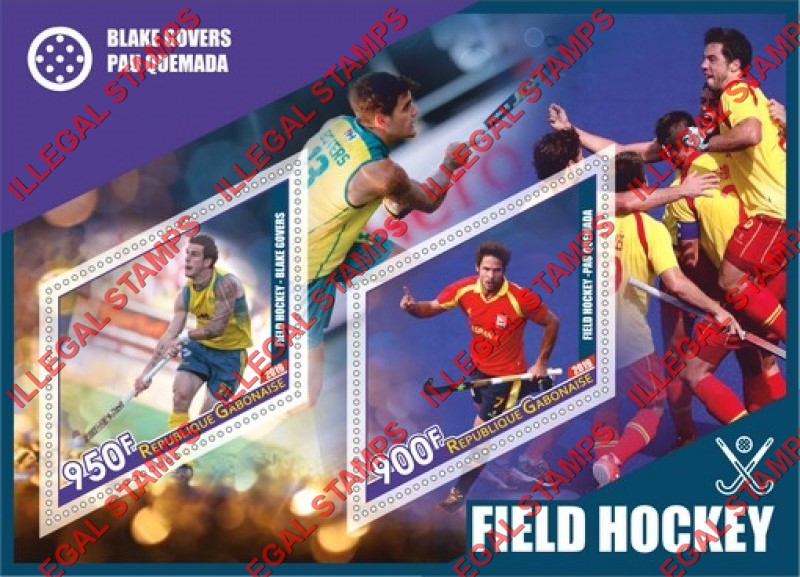 Gabon 2019 Field Hockey Players Illegal Stamp Souvenir Sheet of 2 Gabon 2019 Field Hockey Players Illegal Stamp Souvenir Sheet of 2