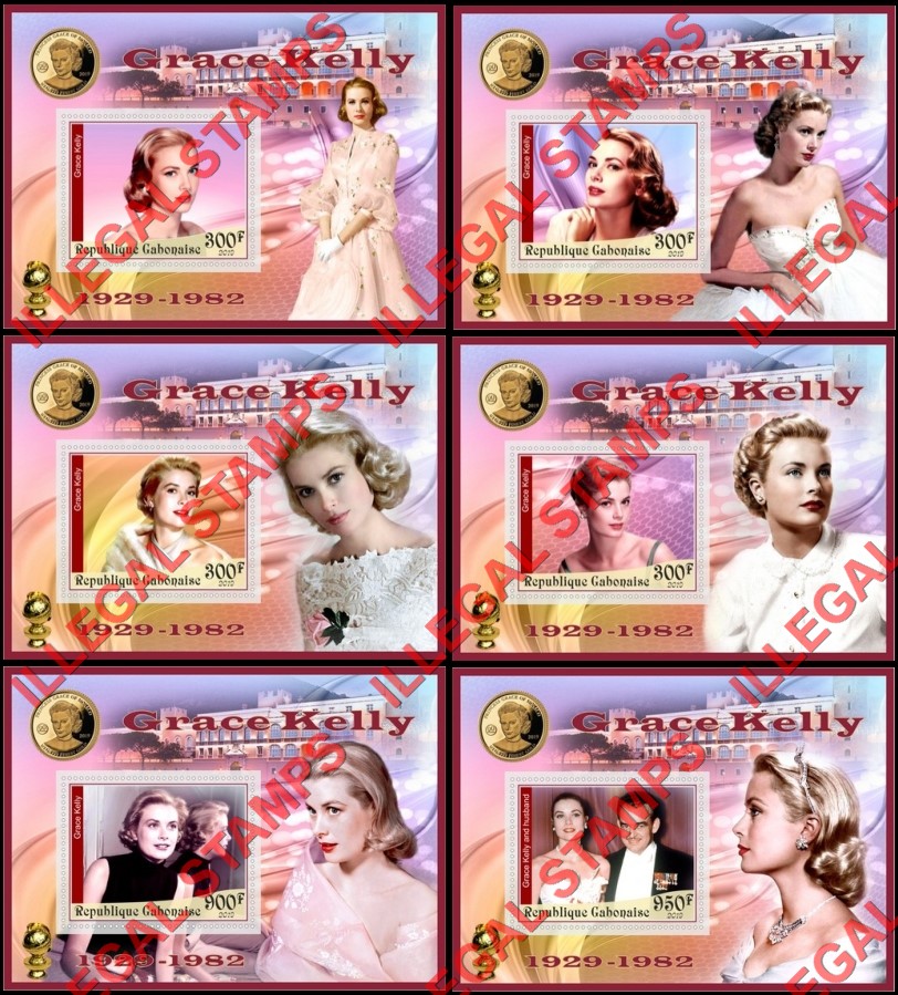 Gabon 2019 Grace Kelly Illegal Stamp Souvenir Sheets of 1 Gabon 2019 Grace Kelly Illegal Stamp Souvenir Sheets of 1