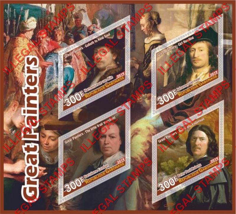 Gabon 2019 Great Painters Illegal Stamp Souvenir Sheet of 4 Gabon 2019 Great Painters Illegal Stamp Souvenir Sheet of 4