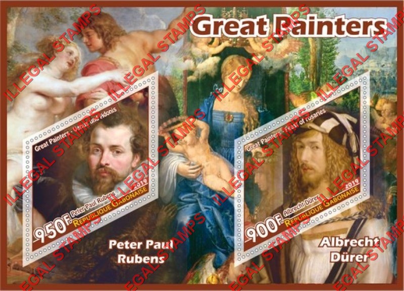 Gabon 2019 Great Painters Illegal Stamp Souvenir Sheet of 2 Gabon 2019 Great Painters Illegal Stamp Souvenir Sheet of 2