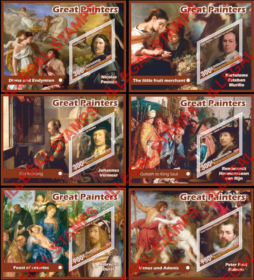Gabon 2019 Great Painters Illegal Stamp Souvenir Sheets of 1 Gabon 2019 Great Painters Illegal Stamp Souvenir Sheets of 1