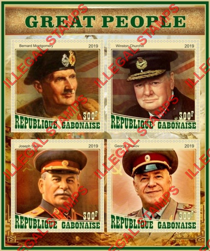 Gabon 2019 Great People Illegal Stamp Souvenir Sheet of 4 Gabon 2019 Great People Illegal Stamp Souvenir Sheet of 4