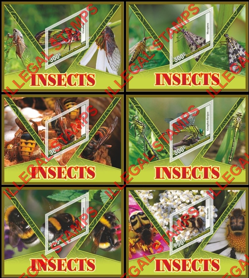 Gabon 2019 Insects Illegal Stamp Souvenir Sheets of 1 Gabon 2019 Insects Illegal Stamp Souvenir Sheets of 1