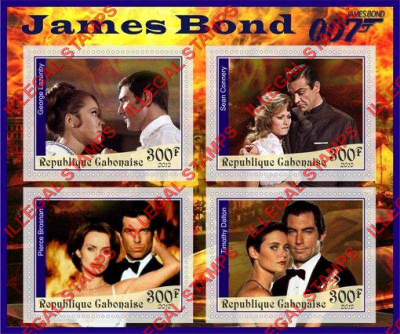 Gabon 2019 James Bond (different) Illegal Stamp Souvenir Sheet of 4 Gabon 2019 James Bond (different) Illegal Stamp Souvenir Sheet of 4