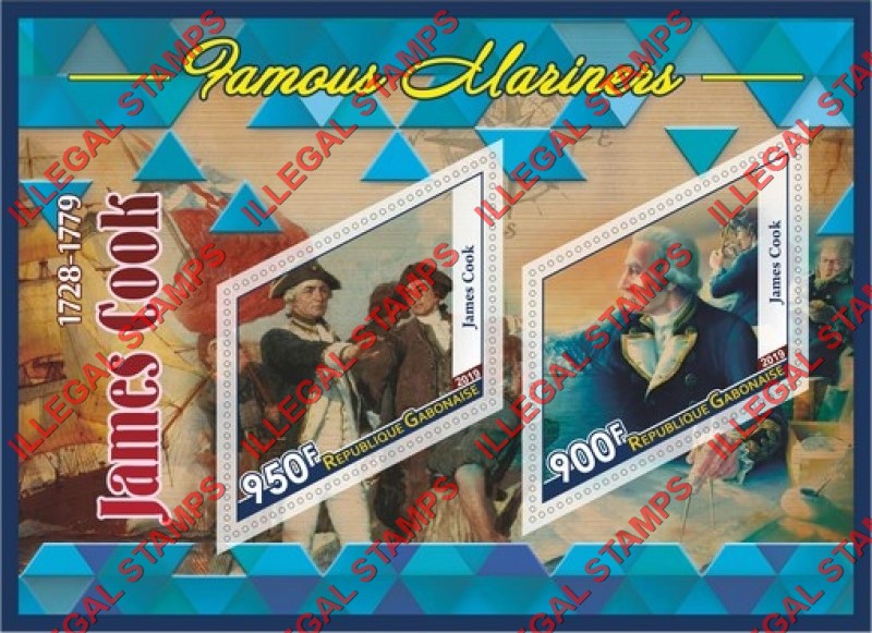 Gabon 2019 James Cook Illegal Stamp Souvenir Sheet of 2 Gabon 2019 James Cook Illegal Stamp Souvenir Sheet of 2
