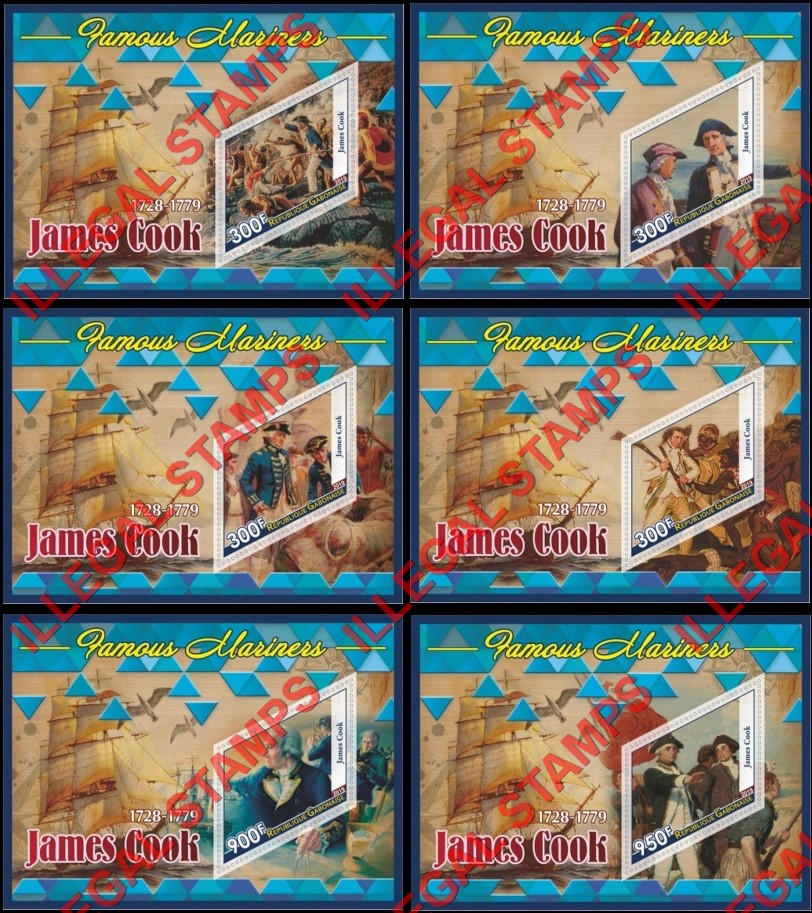 Gabon 2019 James Cook Illegal Stamp Souvenir Sheets of 1 Gabon 2019 James Cook Illegal Stamp Souvenir Sheets of 1