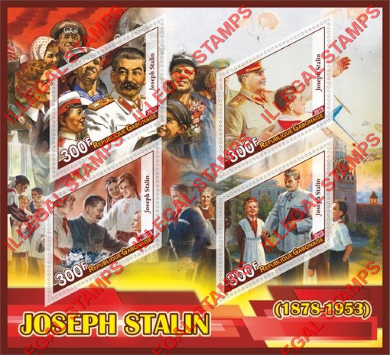 Gabon 2019 Joseph Stalin (different a) Illegal Stamp Souvenir Sheet of 4 Gabon 2019 Joseph Stalin (different a) Illegal Stamp Souvenir Sheet of 4
