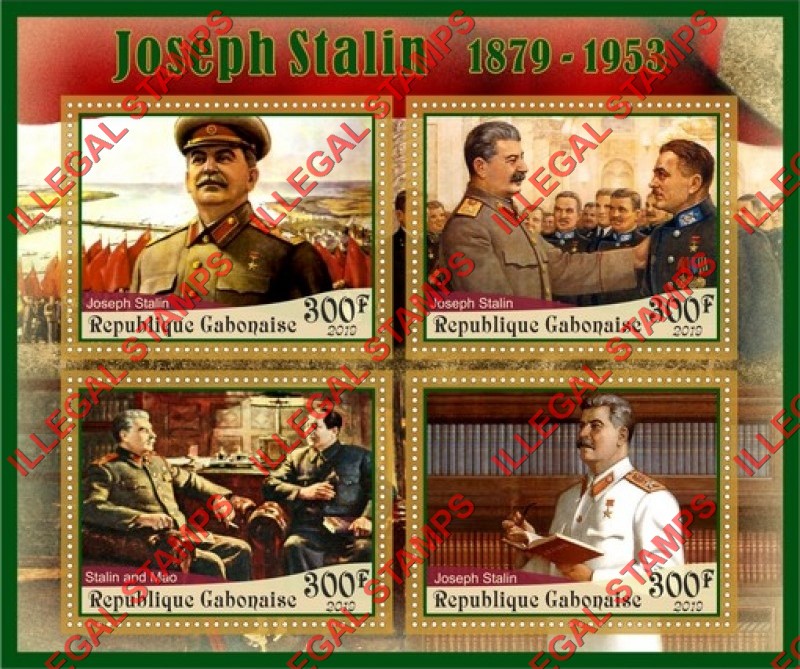 Gabon 2019 Joseph Stalin (different) Illegal Stamp Souvenir Sheet of 4 Gabon 2019 Joseph Stalin (different) Illegal Stamp Souvenir Sheet of 4