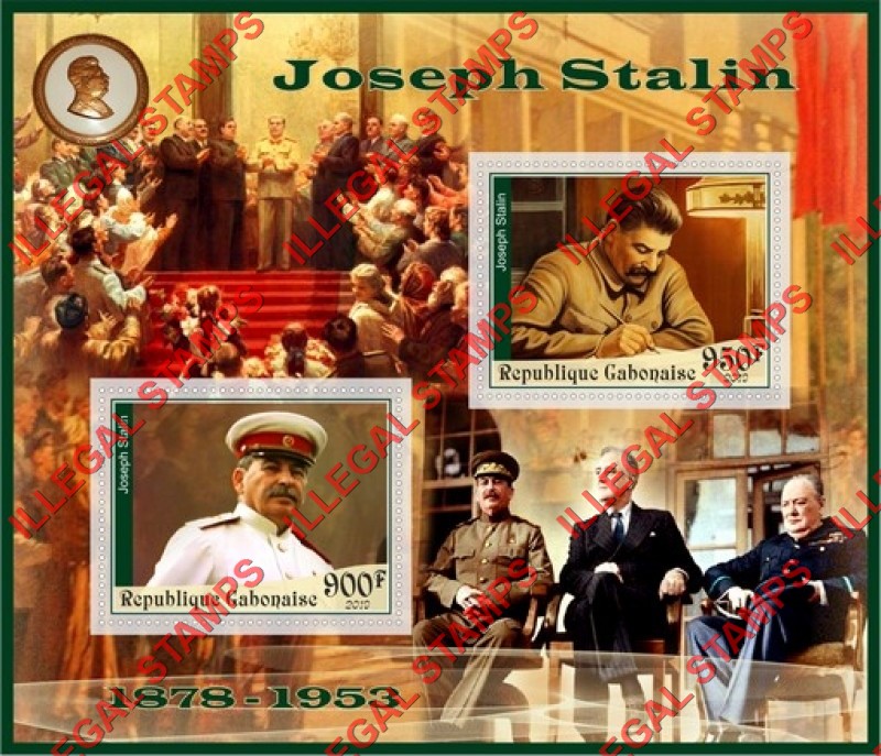 Gabon 2019 Joseph Stalin Illegal Stamp Souvenir Sheet of 2 Gabon 2019 Joseph Stalin Illegal Stamp Souvenir Sheet of 2