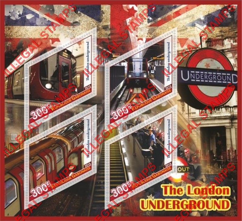 Gabon 2019 London Underground Illegal Stamp Souvenir Sheet of 4 Gabon 2019 London Underground Illegal Stamp Souvenir Sheet of 4