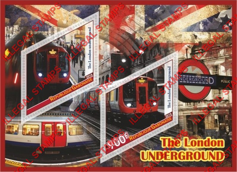 Gabon 2019 London Underground Illegal Stamp Souvenir Sheet of 2 Gabon 2019 London Underground Illegal Stamp Souvenir Sheet of 2