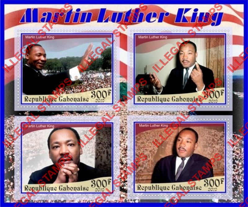 Gabon 2019 Martin Luther King Illegal Stamp Souvenir Sheet of 4 Gabon 2019 Martin Luther King Illegal Stamp Souvenir Sheet of 4