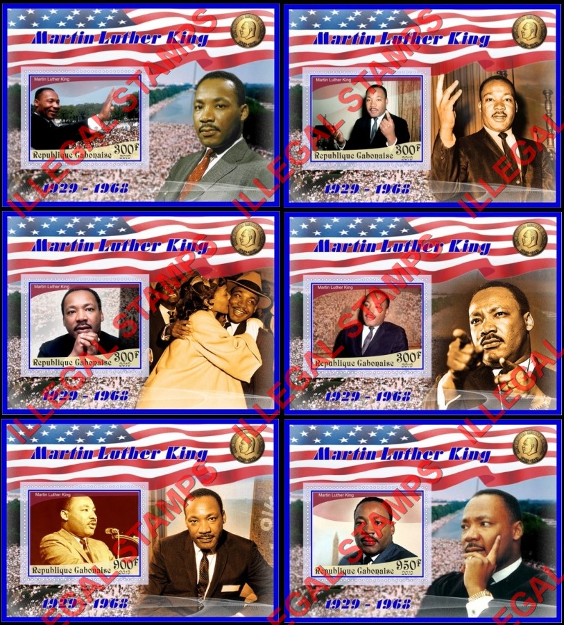 Gabon 2019 Martin Luther King Illegal Stamp Souvenir Sheets of 1 Gabon 2019 Martin Luther King Illegal Stamp Souvenir Sheets of 1