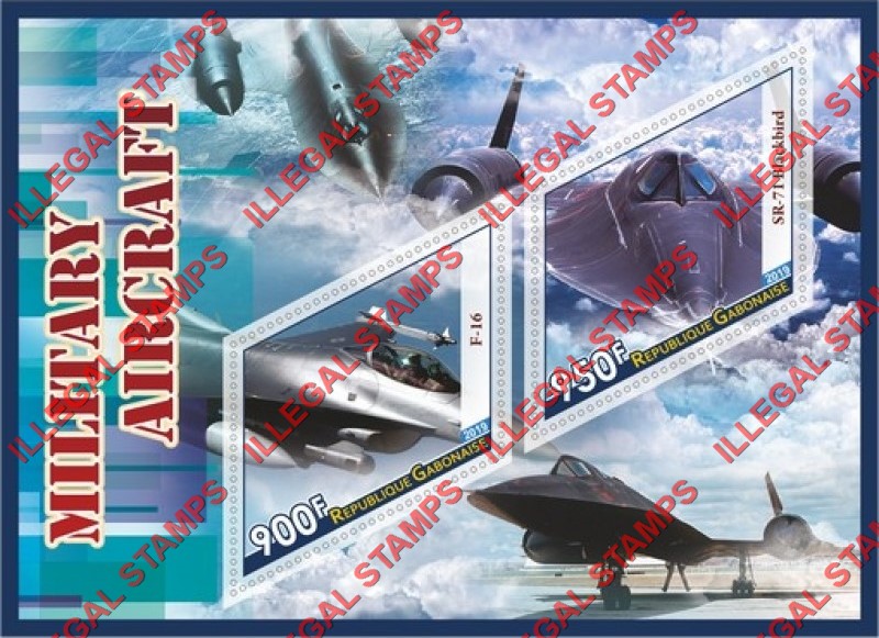 Gabon 2019 Military Aircraft Illegal Stamp Souvenir Sheet of 2 Gabon 2019 Military Aircraft Illegal Stamp Souvenir Sheet of 2