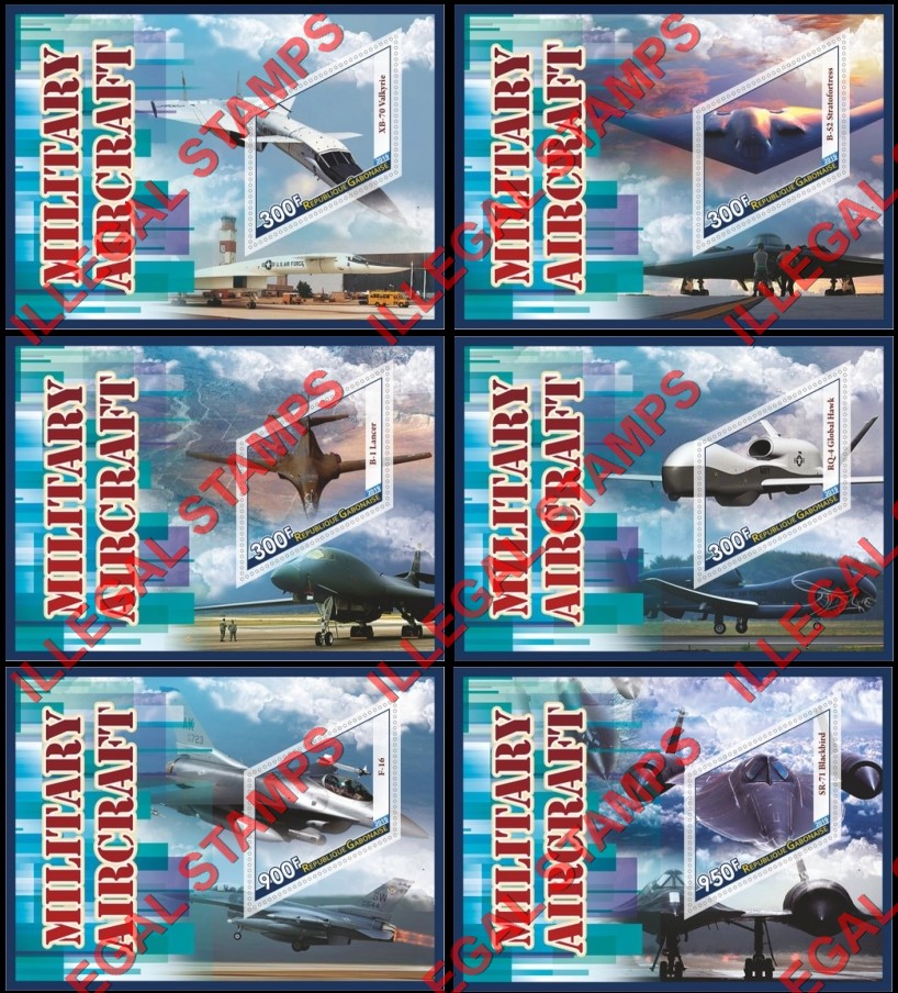 Gabon 2019 Military Aircraft Illegal Stamp Souvenir Sheets of 1 Gabon 2019 Military Aircraft Illegal Stamp Souvenir Sheets of 1