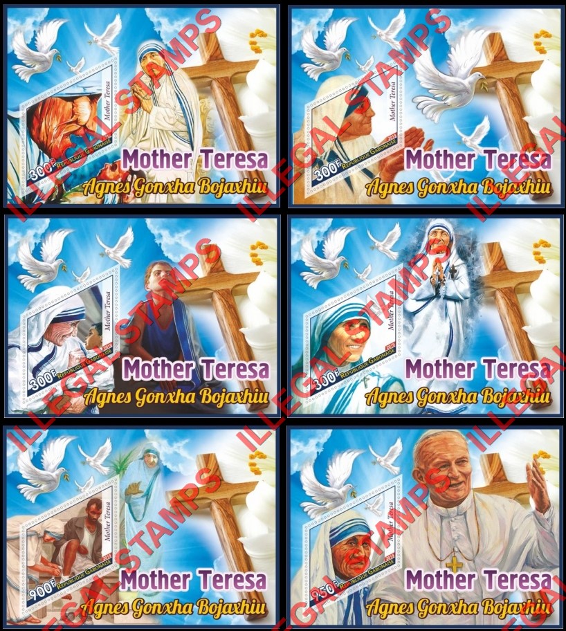 Gabon 2019 Mother Teresa Illegal Stamp Souvenir Sheets of 1 Gabon 2019 Mother Teresa Illegal Stamp Souvenir Sheets of 1
