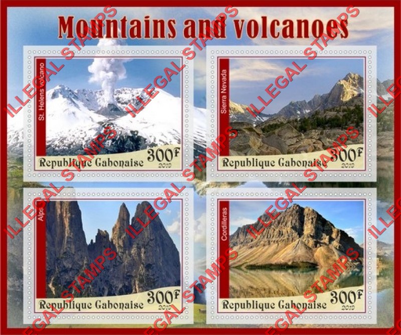 Gabon 2019 Mountains and Volcanoes Illegal Stamp Souvenir Sheet of 4 Gabon 2019 Mountains and Volcanoes Illegal Stamp Souvenir Sheet of 4
