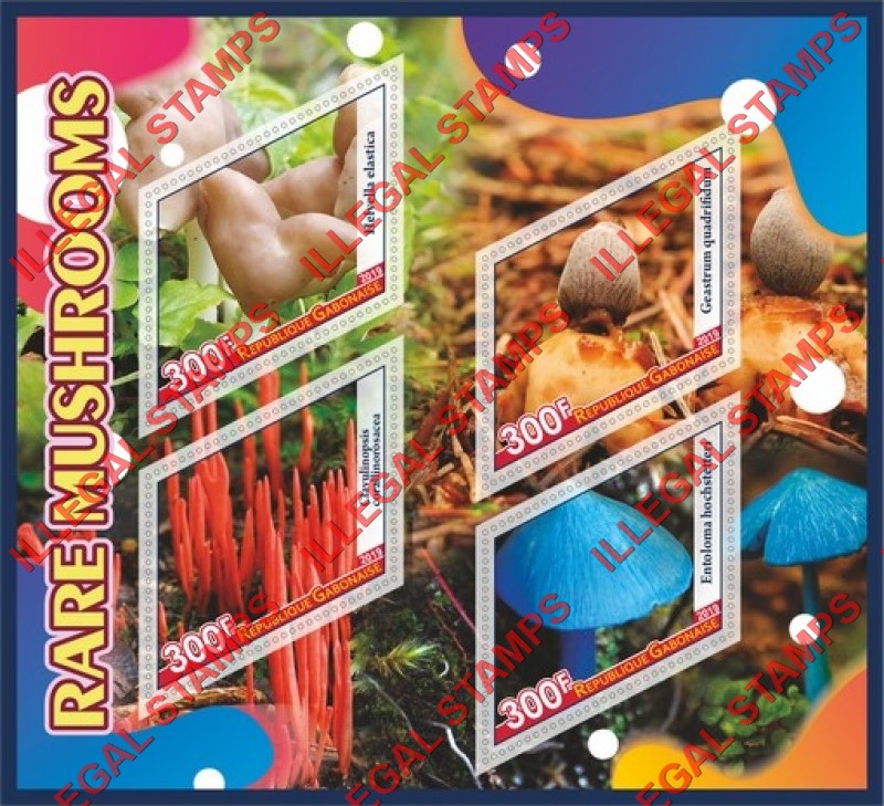 Gabon 2019 Mushrooms Illegal Stamp Souvenir Sheet of 4 Gabon 2019 Mushrooms Illegal Stamp Souvenir Sheet of 4
