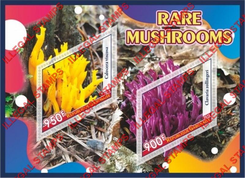Gabon 2019 Mushrooms Illegal Stamp Souvenir Sheet of 2 Gabon 2019 Mushrooms Illegal Stamp Souvenir Sheet of 2