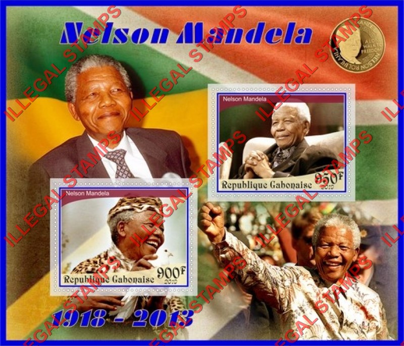 Gabon 2019 Nelson Mandela Illegal Stamp Souvenir Sheet of 2 Gabon 2019 Nelson Mandela Illegal Stamp Souvenir Sheet of 2