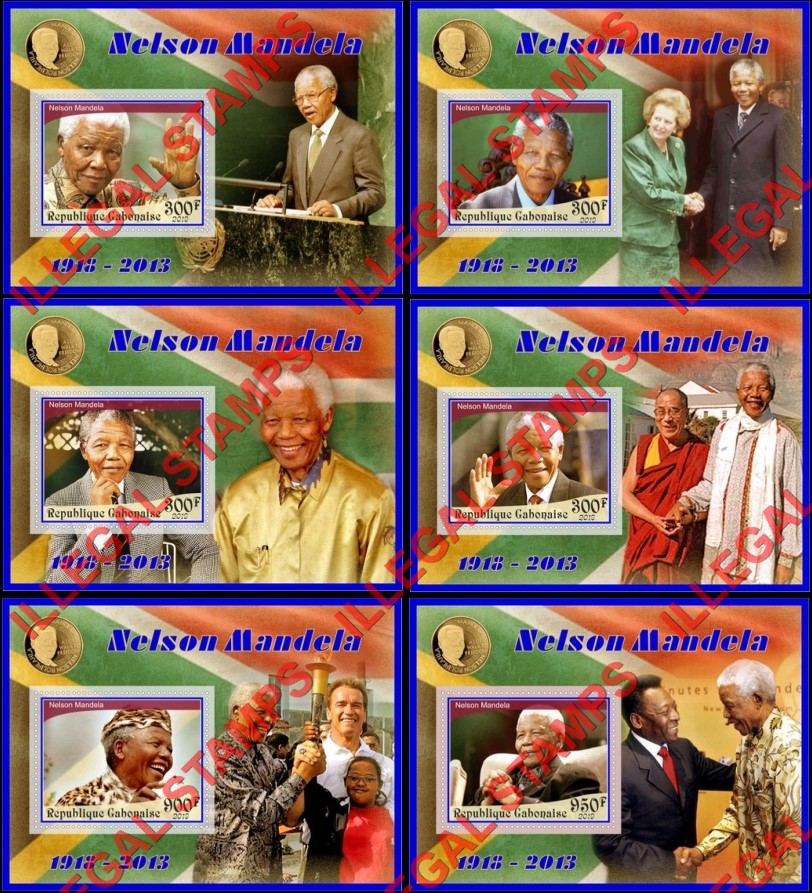 Gabon 2019 Nelson Mandela Illegal Stamp Souvenir Sheets of 1 Gabon 2019 Nelson Mandela Illegal Stamp Souvenir Sheets of 1