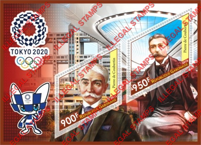 Gabon 2019 Olympic Games in Tokyo 2020 Illegal Stamp Souvenir Sheet of 2 Gabon 2019 Olympic Games in Tokyo 2020 Illegal Stamp Souvenir Sheet of 2