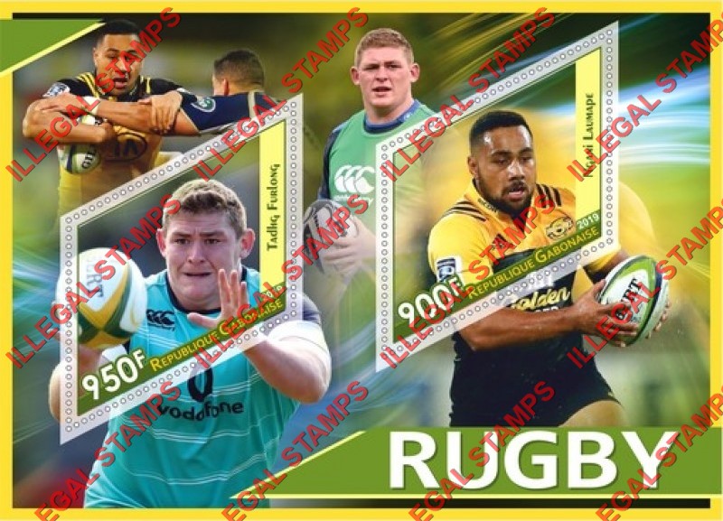 Gabon 2019 Rugby Players Illegal Stamp Souvenir Sheet of 2 Gabon 2019 Rugby Players Illegal Stamp Souvenir Sheet of 2