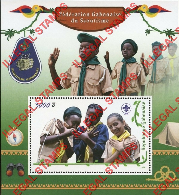 Gabon 2019 Scouting in Gabon Illegal Stamp Souvenir Sheet of 1 Gabon 2019 Scouting in Gabon Illegal Stamp Souvenir Sheet of 1