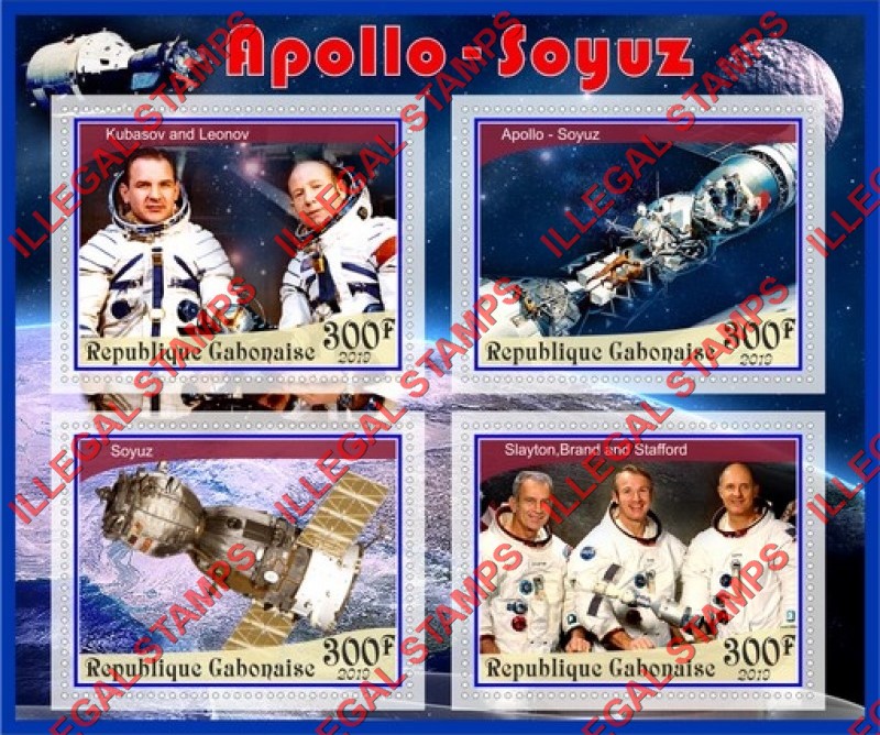 Gabon 2019 Space Apollo Soyuz Illegal Stamp Souvenir Sheet of 4 Gabon 2019 Space Apollo Soyuz Illegal Stamp Souvenir Sheet of 4