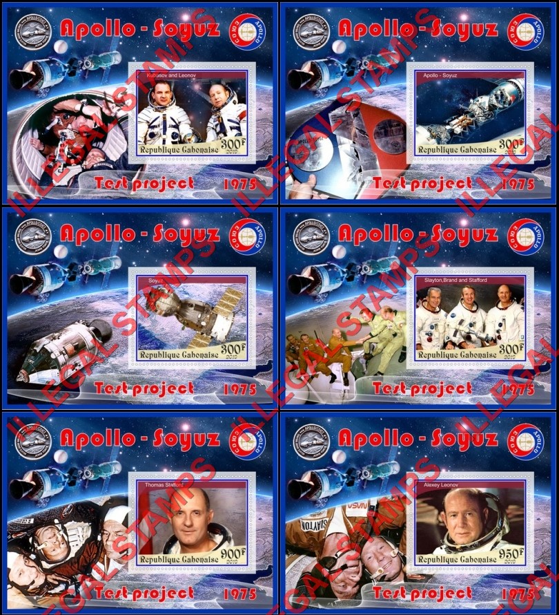 Gabon 2019 Space Apollo Soyuz Illegal Stamp Souvenir Sheets of 1 Gabon 2019 Space Apollo Soyuz Illegal Stamp Souvenir Sheets of 1