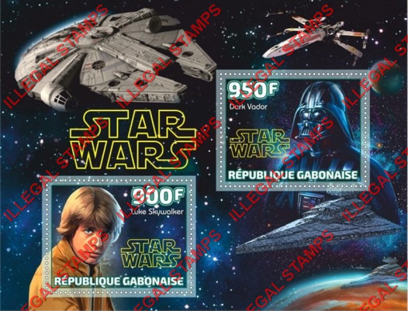 Gabon 2019 Space Star Wars Illegal Stamp Souvenir Sheet of 2 Gabon 2019 Space Star Wars Illegal Stamp Souvenir Sheet of 2
