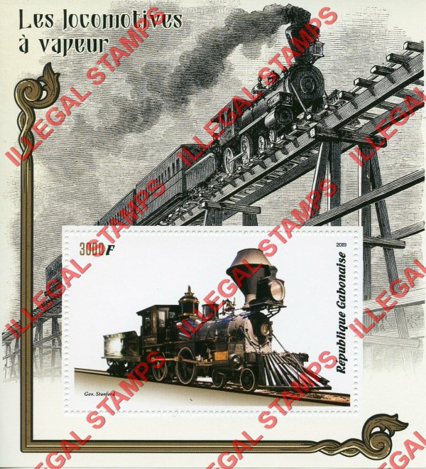 Gabon 2019 Steam Locomotives Illegal Stamp Souvenir Sheet of 1 Gabon 2019 Steam Locomotives Illegal Stamp Souvenir Sheet of 1