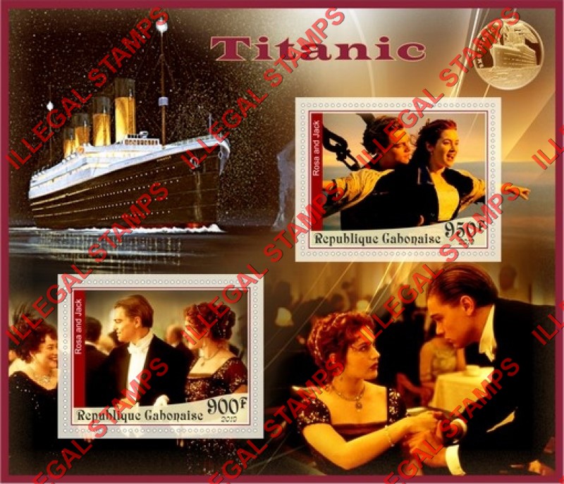 Gabon 2019 Titanic Movie Illegal Stamp Souvenir Sheet of 2 Gabon 2019 Titanic Movie Illegal Stamp Souvenir Sheet of 2