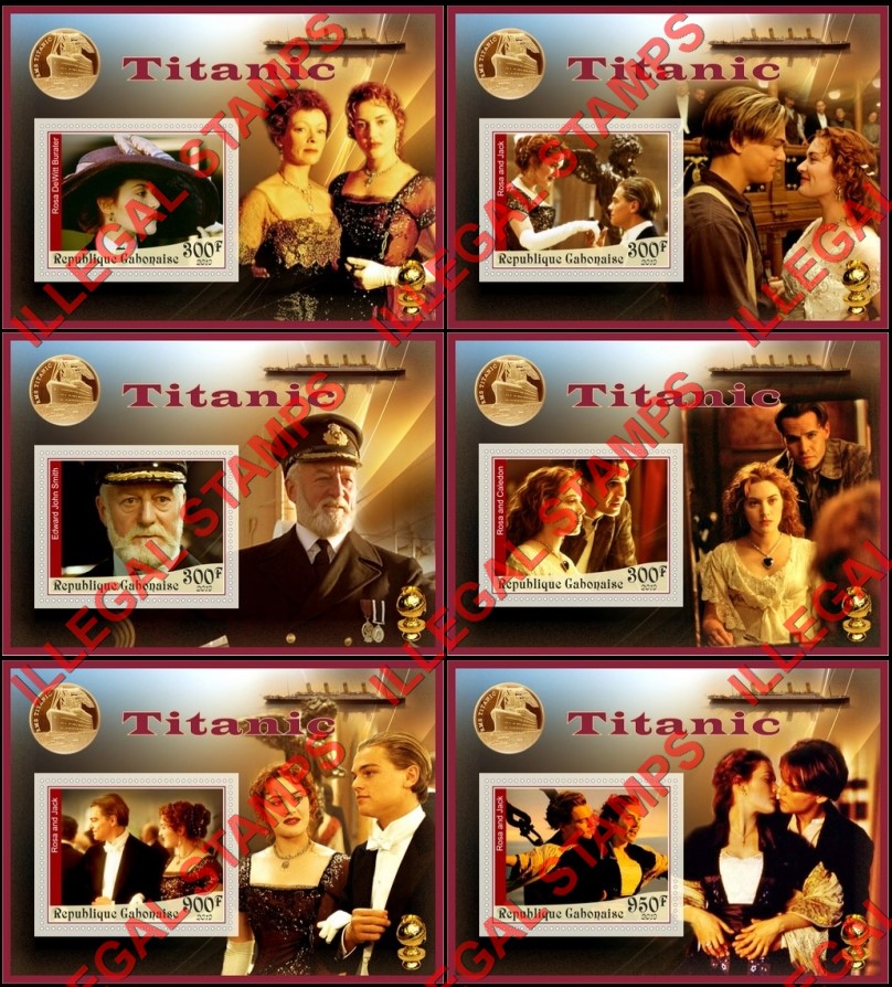 Gabon 2019 Titanic Movie Illegal Stamp Souvenir Sheets of 1 Gabon 2019 Titanic Movie Illegal Stamp Souvenir Sheets of 1