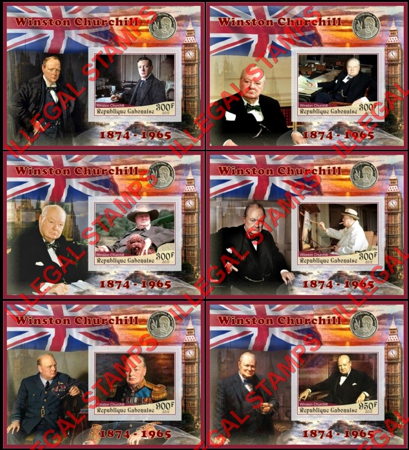 Gabon 2019 Winston Churchill Illegal Stamp Souvenir Sheets of 1 Gabon 2019 Winston Churchill Illegal Stamp Souvenir Sheets of 1