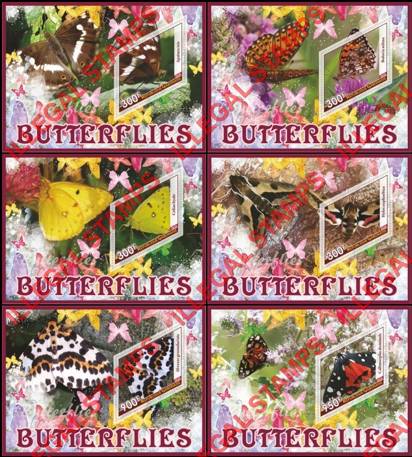 Gabon 2020 Butterflies Illegal Stamp Souvenir Sheets of 1 Gabon 2020 Butterflies Illegal Stamp Souvenir Sheets of 1
