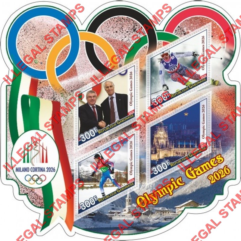 Gabon 2020 Olympic Games 2026 Illegal Stamp Souvenir Sheet of 4 Gabon 2020 Olympic Games 2026 Illegal Stamp Souvenir Sheet of 4