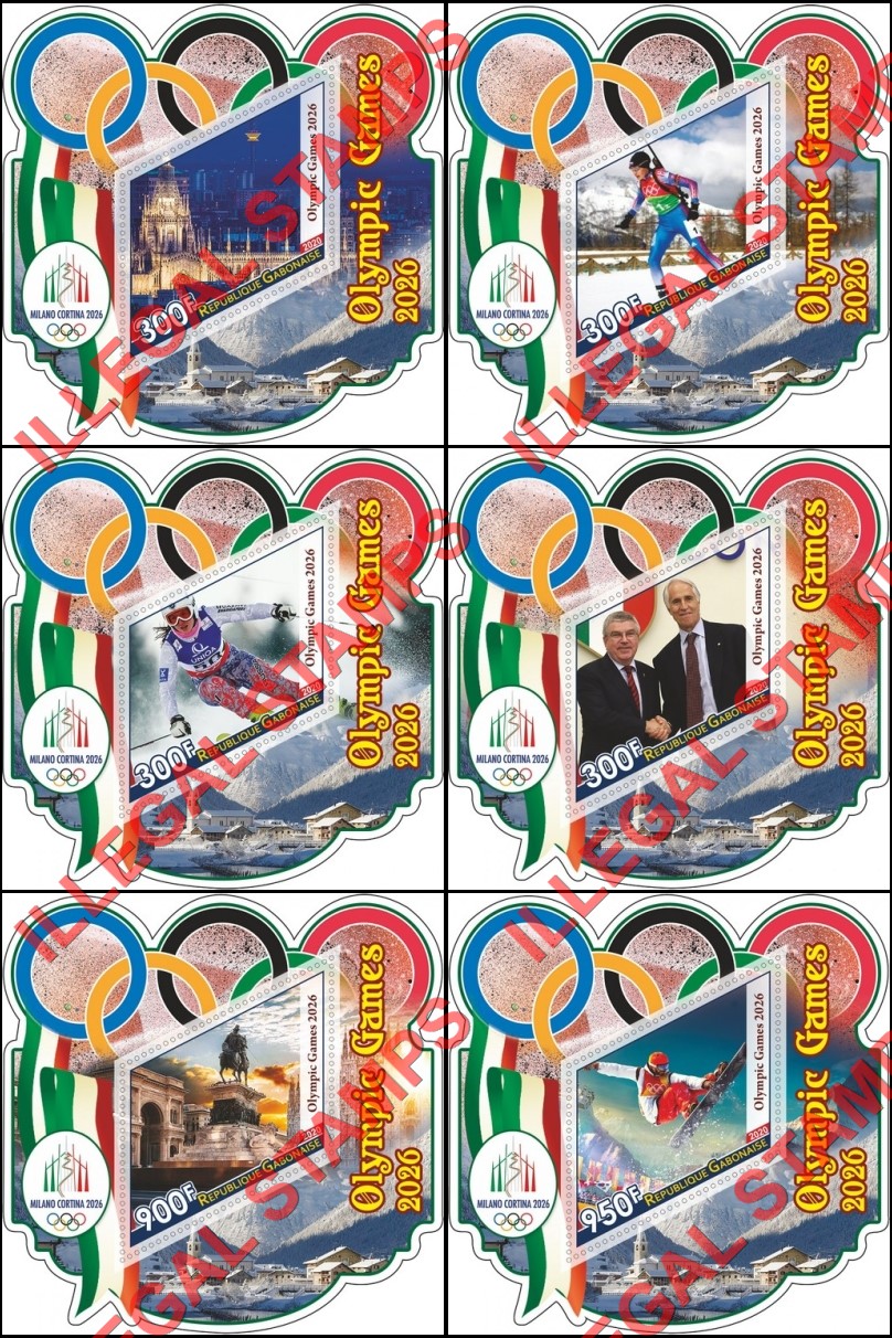 Gabon 2020 Olympic Games 2026 Illegal Stamp Souvenir Sheets of 1 Gabon 2020 Olympic Games 2026 Illegal Stamp Souvenir Sheets of 1