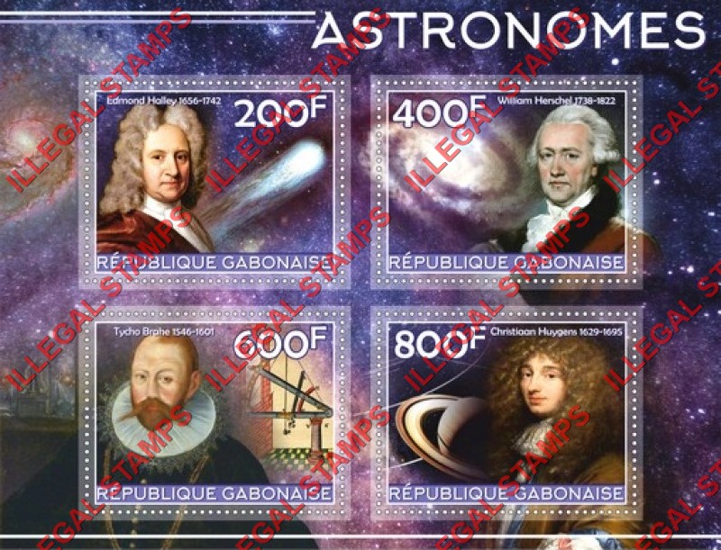 Gabon 2020 Space Astronomers Illegal Stamp Souvenir Sheet of 4 Gabon 2020 Space Astronomers Illegal Stamp Souvenir Sheet of 4
