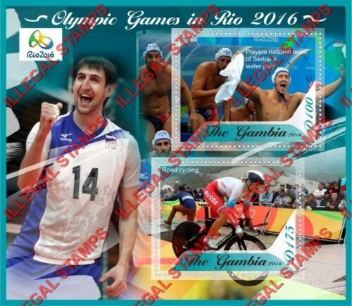 Gambia 2016 Olympic Games in Rio Illegal Stamp Souvenir Sheet of 2 Gambia 2016 Olympic Games in Rio Illegal Stamp Souvenir Sheet of 2