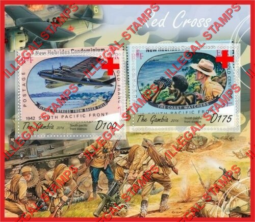 Gambia 2016 Red Cross Stamps on Stamps Illegal Stamp Souvenir Sheet of 2 Gambia 2016 Red Cross Stamps on Stamps Illegal Stamp Souvenir Sheet of 2