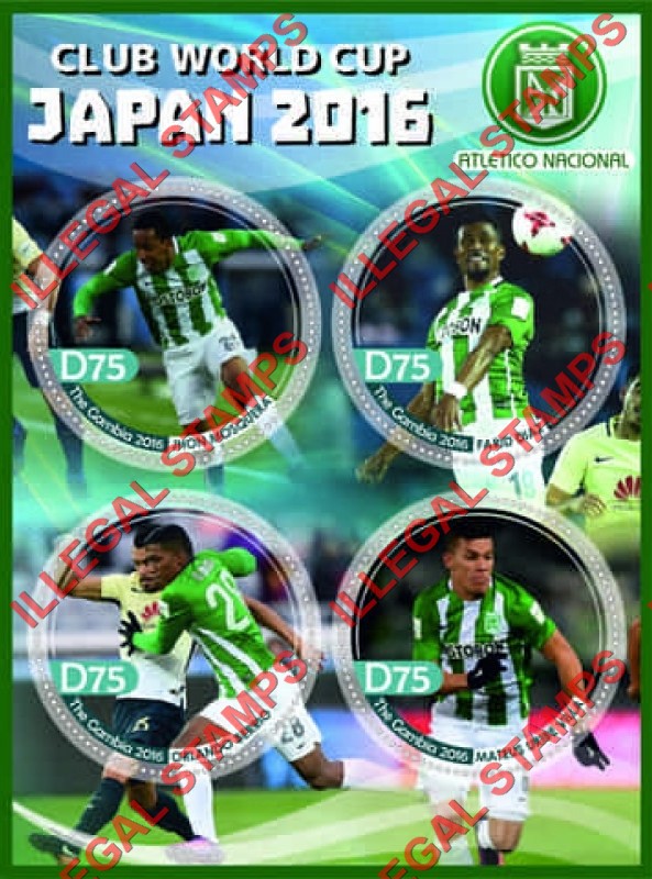 Gambia 2016 World Cup Soccer in Japan Illegal Stamp Souvenir Sheet of 4 Gambia 2016 World Cup Soccer in Japan Illegal Stamp Souvenir Sheet of 4