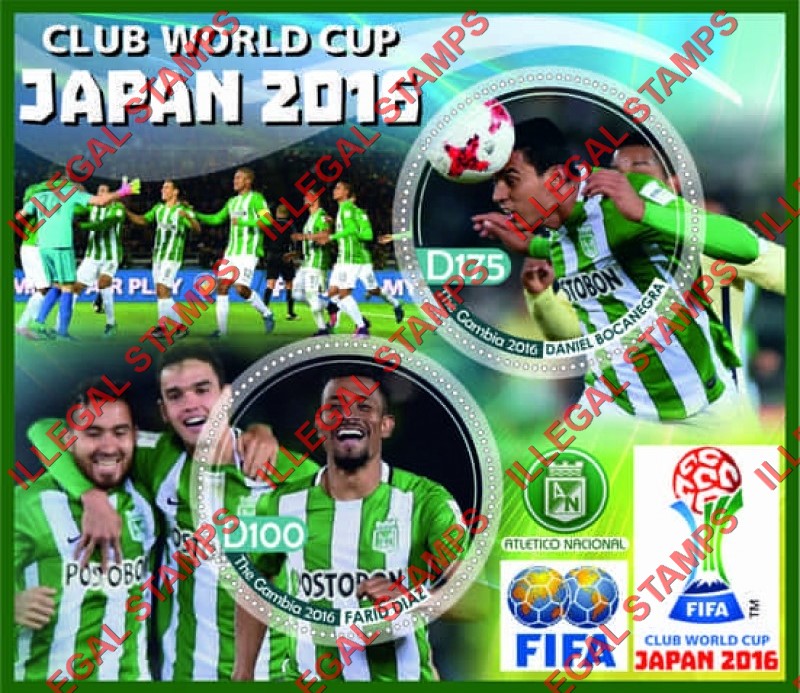 Gambia 2016 World Cup Soccer in Japan Illegal Stamp Souvenir Sheet of 2 Gambia 2016 World Cup Soccer in Japan Illegal Stamp Souvenir Sheet of 2
