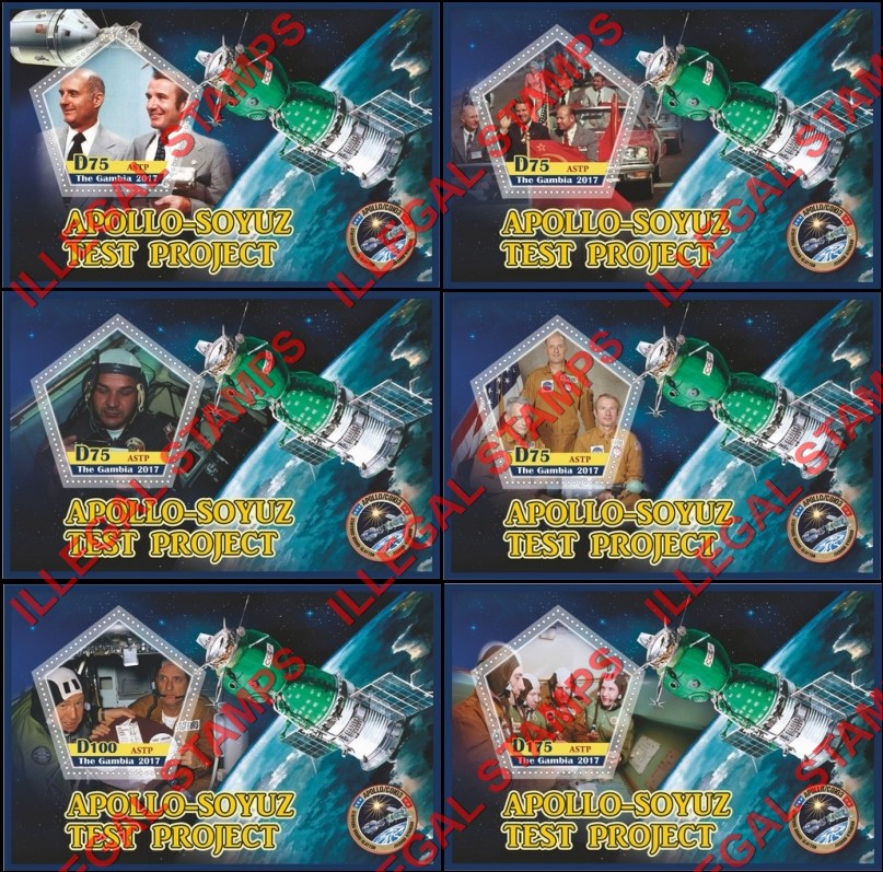 Gambia 2017 Apollo Soyuz Test Project Illegal Stamp Souvenir Sheets of 1 Gambia 2017 Apollo Soyuz Test Project Illegal Stamp Souvenir Sheets of 1